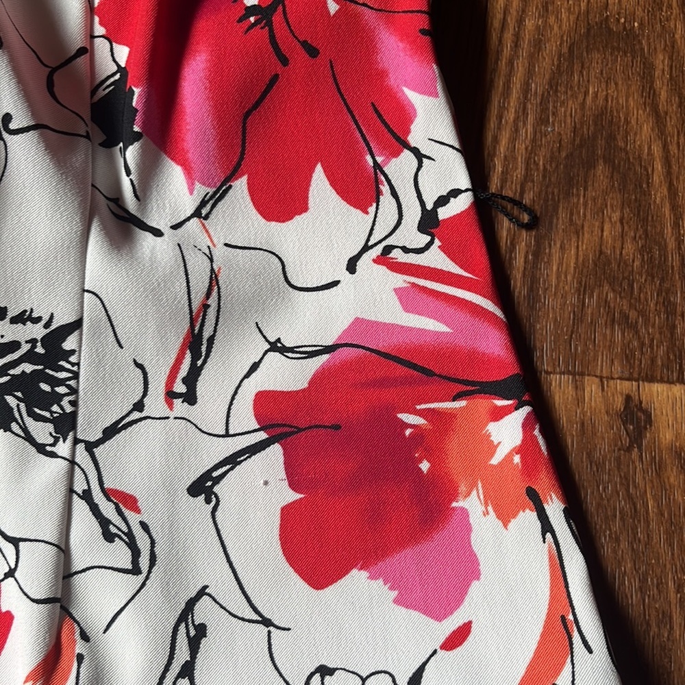 WATERCOLOR flower midi career dress - office, red, black, white, spring, easter - Picture 5 of 5